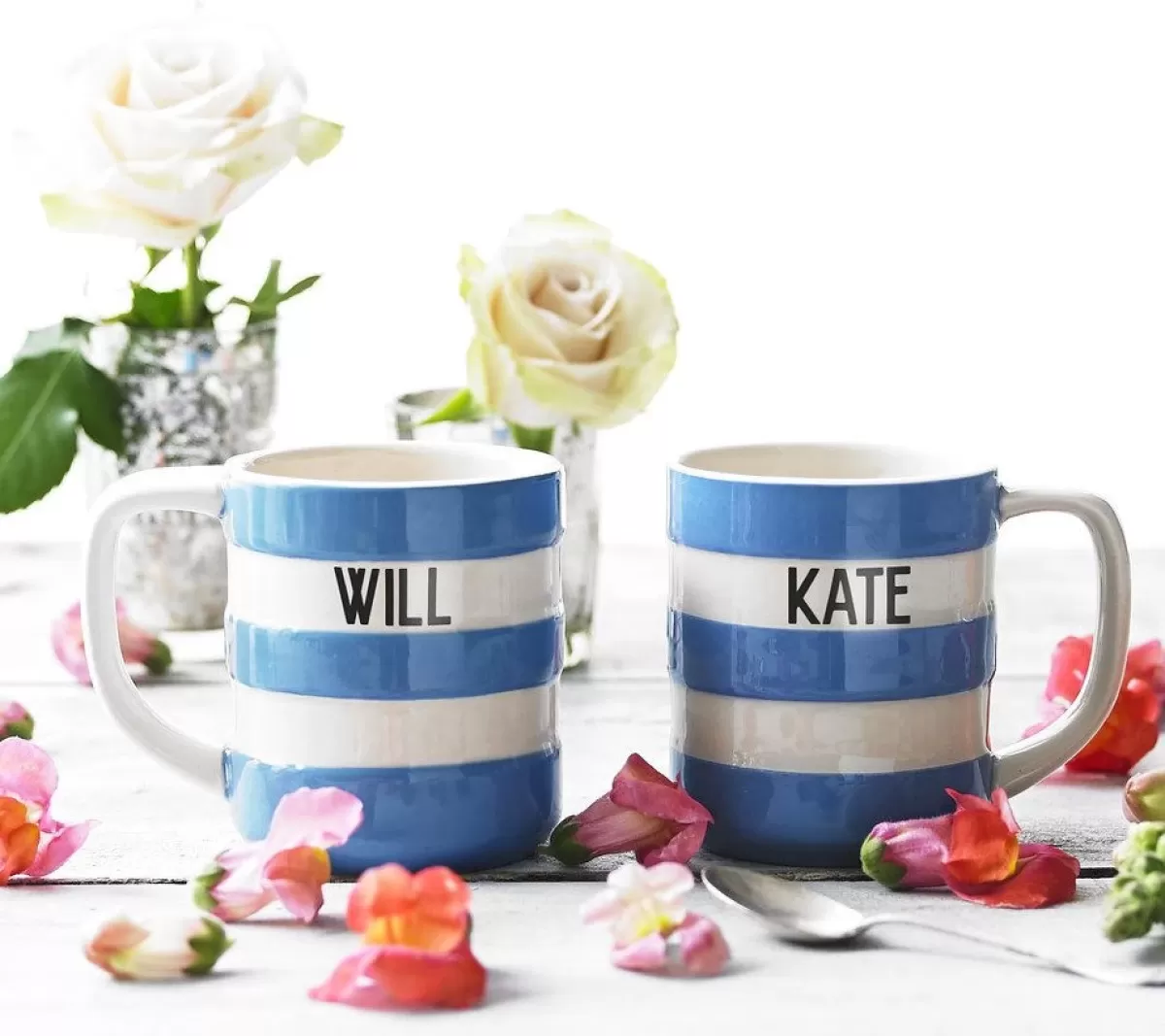 Personalised Cornishware mugs